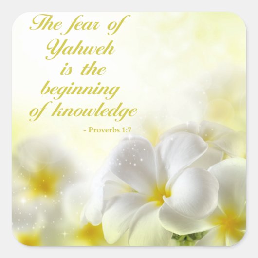Sticker Carré Proverbes 1:7 | Citation Verse De La Bible (Devant)