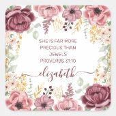 Sticker Carré Proverbes 31 Élégante fleur rose pastel (Devant)