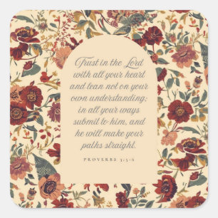 Sticker Carré Proverbes 3:5–6 Ayez confiance dans le Seigneur Fl