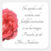 Sticker Carré Proverbes d'appréciation de l'enseignant chrétien (Devant)