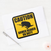 Sticker Carré Prudence castor armé (Enveloppe)