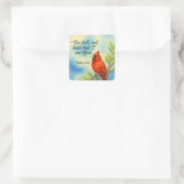 Sticker Carré Psalm 46:10 Be Still Red Cardinal Scripture Nature (Sac)