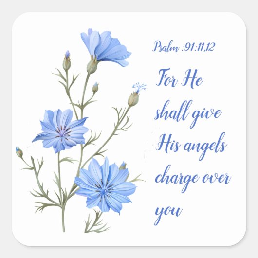 Sticker Carré Psalm 91 He Shall Give His Angels Inspirational (Devant)