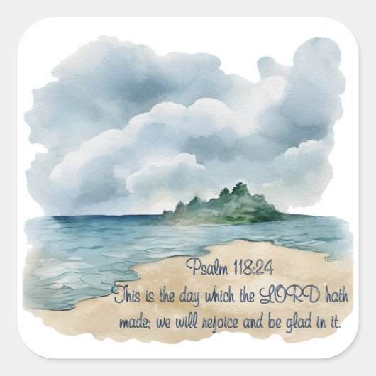 Sticker Carré Psalm The Day Cloudy Beach Scene (Devant)