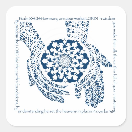 Sticker Carré Psaume 104:24 et Psaume 3:19 (Devant)