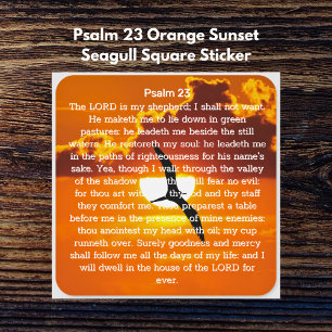 Sticker Carré Psaume 23 Orange Sunset Seagull