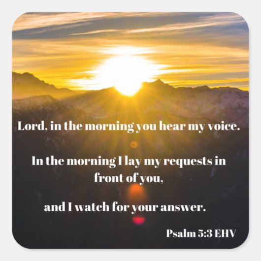 Sticker Carré Psaume 5 Bible Verse Calme (Devant)