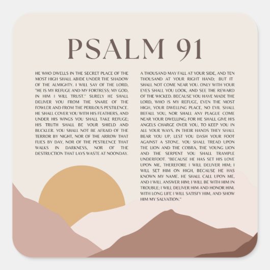Sticker Carré Psaume 91 NKJV Bible Verse (Devant)