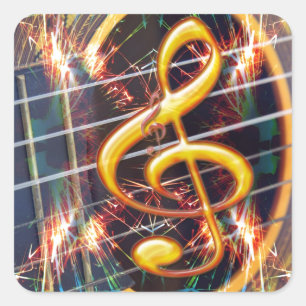 Sticker Carré Psychadélique Accoustique Guitare, conception de l