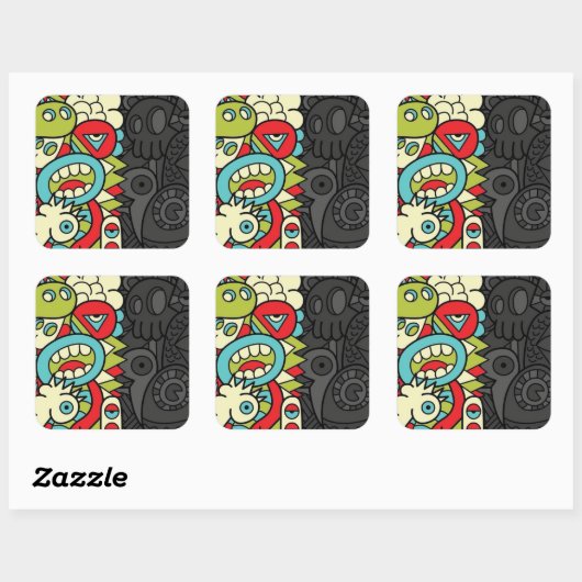 Sticker Carré Psychedelic Patterns (Feuille)