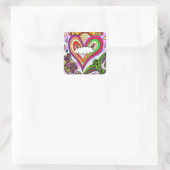 Sticker Carré Psychédélic Rainbow Heart (Sac)