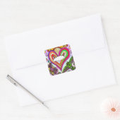 Sticker Carré Psychédélic Rainbow Heart (Enveloppe)
