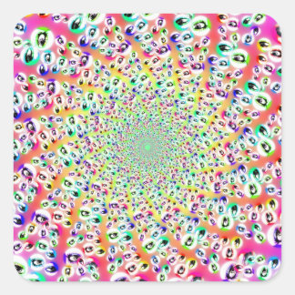 Sticker Carré Psychédélique Rainbow Eyes Mandala