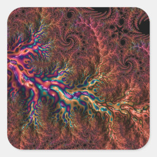 Sticker Carré Psychédélique Super Trippy Funky Colorful Fractal