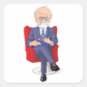 Sticker Carré Psychologue en costume avec Bloc-notes assis (Devant)