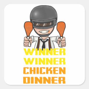Sticker Carré PUBG - Gagnant, dîner de poulet de gagnant