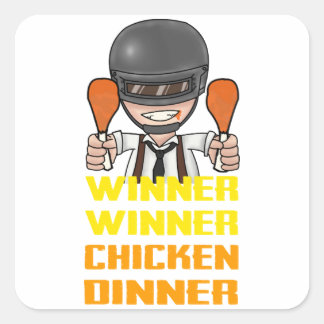 Sticker Carré PUBG - Gagnante, Gagnante du dîner de poulet