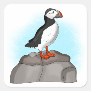 Sticker Carré Puffin à main fine