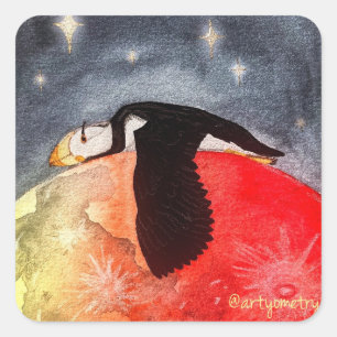Sticker Carré Puffin dormant