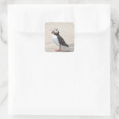 Sticker Carré Puffin prendre une pause (Sac)