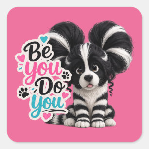 Sticker Carré Puffs, Rayures et Vibes de Chiots