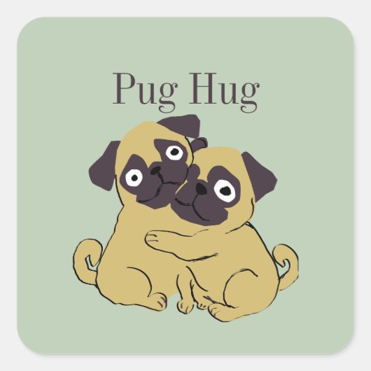 Sticker Carré Pug hug  (Devant)