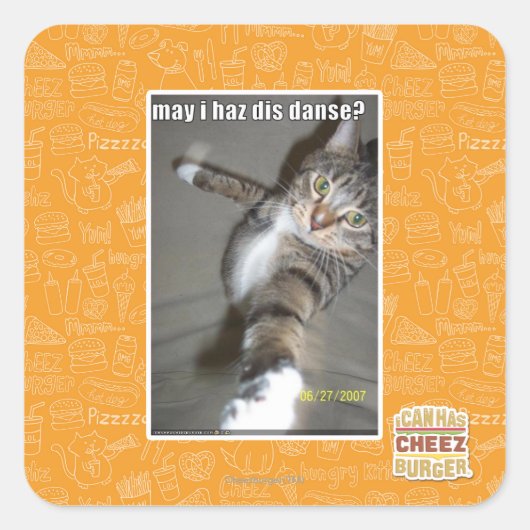 Sticker Carré Puis-je avoir dis danse ? (Devant)