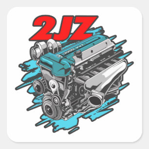 Sticker Carré Puissance 2JZ GTE - Moteur Toyota Supra