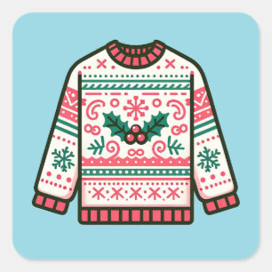 Sticker Carré Pull moche de Noël festif