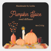 Sticker Carré Pumpkin Spice Reed Diffuser Label (Devant)