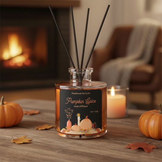 Sticker Carré Pumpkin Spice Reed Diffuser Label