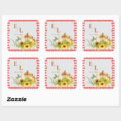 Sticker Carré Pumpkins Rustic Fall Monogram Wedding Envelope (Feuille)