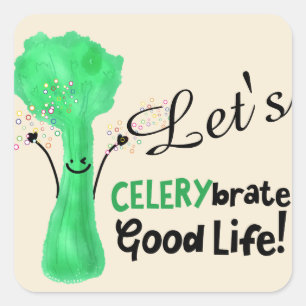 Sticker Carré Pun Celery Positif - Celerybrate Bonne vie