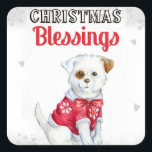 Sticker Carré Puppy de Christmas<br><div class="desc">animal chiot chien animal animal,  peinture dessiner foulard souriant,  style petit chien jeune,  mode canine fun costume,  ami claus bébé adorable,  dessiné xmas joyeux dessin,  dessin d'art père Noël de vacances,  aquarelle drôle illustration joyeuse,  noël mignon bénédictions,  animal chien chiot animal animal animal animal animal, </div>