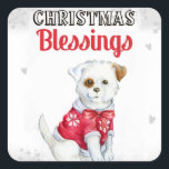 Sticker Carré Puppy de Christmas<br><div class="desc">animal chiot chien animal animal,  peinture dessiner foulard souriant,  style petit chien jeune,  mode canine fun costume,  ami claus bébé adorable,  dessiné xmas joyeux dessin,  dessin d'art père Noël de vacances,  aquarelle drôle illustration joyeuse,  noël mignon bénédictions,  animal chien chiot animal animal animal animal animal, </div>