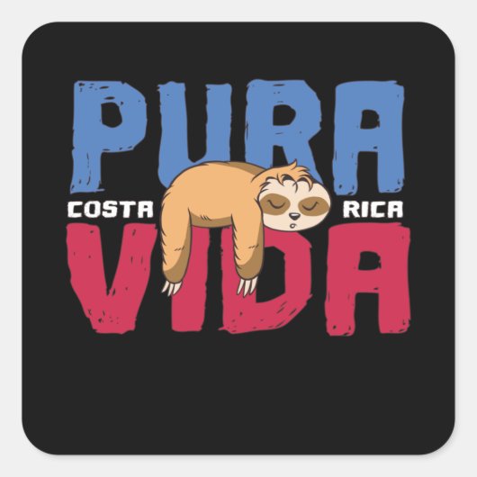 Sticker Carré Pura Vida Sloth (Devant)