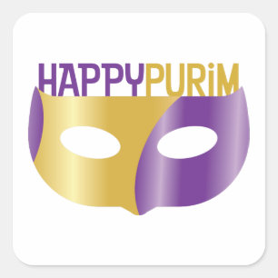 Sticker Carré Purim et masque purin et masque purin doré