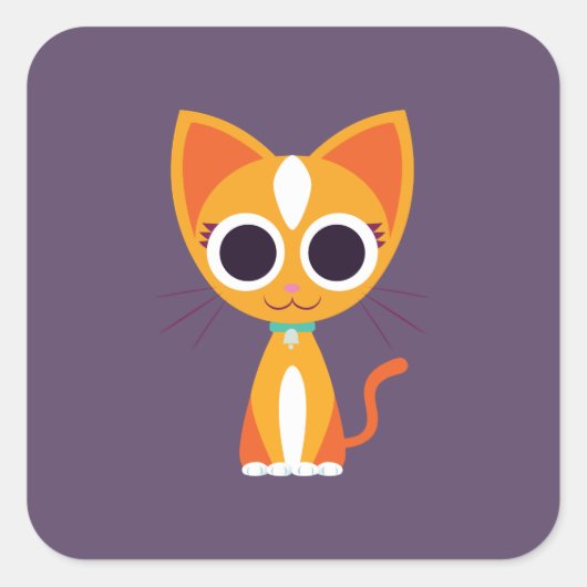 Sticker Carré Purler le chat (Devant)