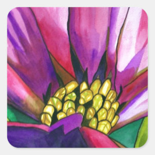 Sticker Carré Purple African Daisy watercolor art flower