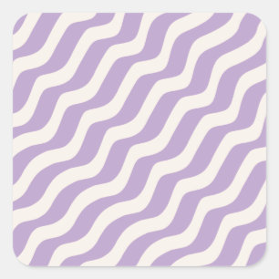 Sticker Carré Purple and Cream Wavy Lines Psychedelic stripes