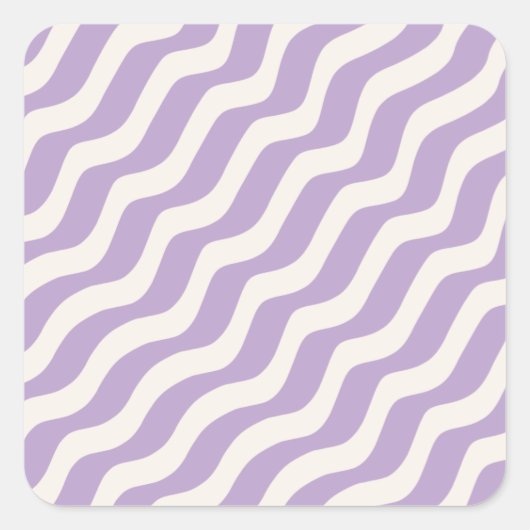 Sticker Carré Purple and Cream Wavy Lines Psychedelic stripes (Devant)