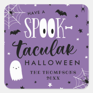 Sticker Carré Purple Avoir Une Faveur D'Halloween Spooktaculaire