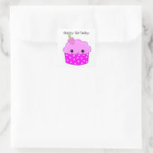 Sticker Carré Purple Cupcake Joyeux anniversaire (Sac)