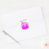 Sticker Carré Purple Cupcake Joyeux anniversaire (Enveloppe)