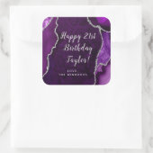 Sticker Carré Purple et Argent Agate Joyeux anniversaire (Sac)