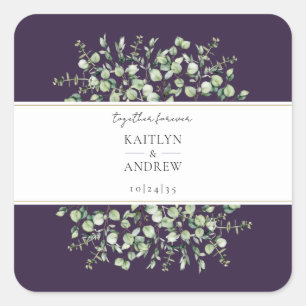 Sticker Carré Purple Eucalyptus Ensemble Pour toujours Mariage