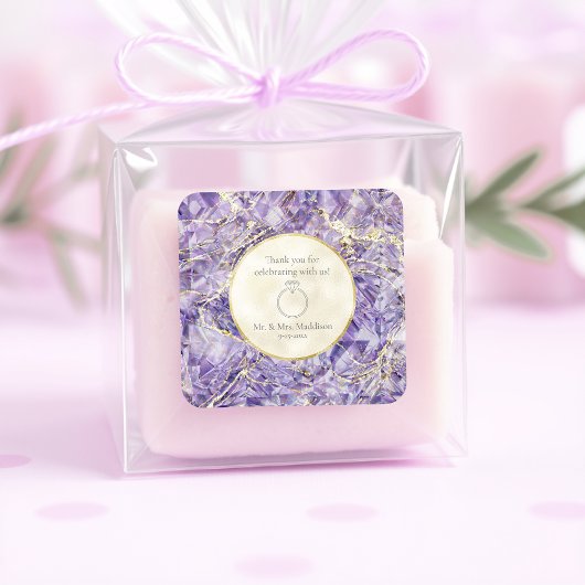 Sticker Carré Purple Euphoria Amethyst Gemstone Illusion Mariage