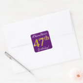 Sticker Carré Purple, Faux Gold 47e anniversaire + Nom personnal (Enveloppe)