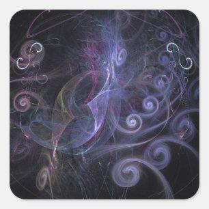 Sticker Carré Purple fractals swirls