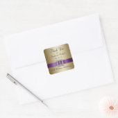 Sticker Carré Purple Gold 50e Mariage Anniversaire Merci (Enveloppe)